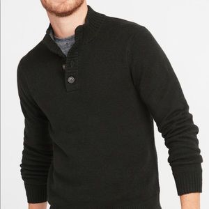 Old Navy button mock-neck sweater L heather navy
